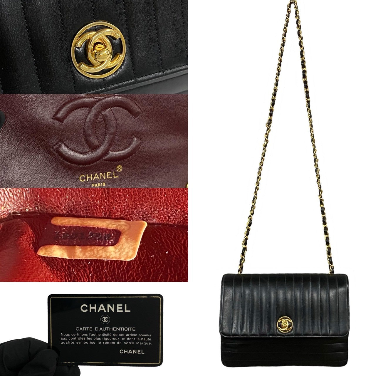 CHANEL Shoulder Bag lambskin black Mademoiselle