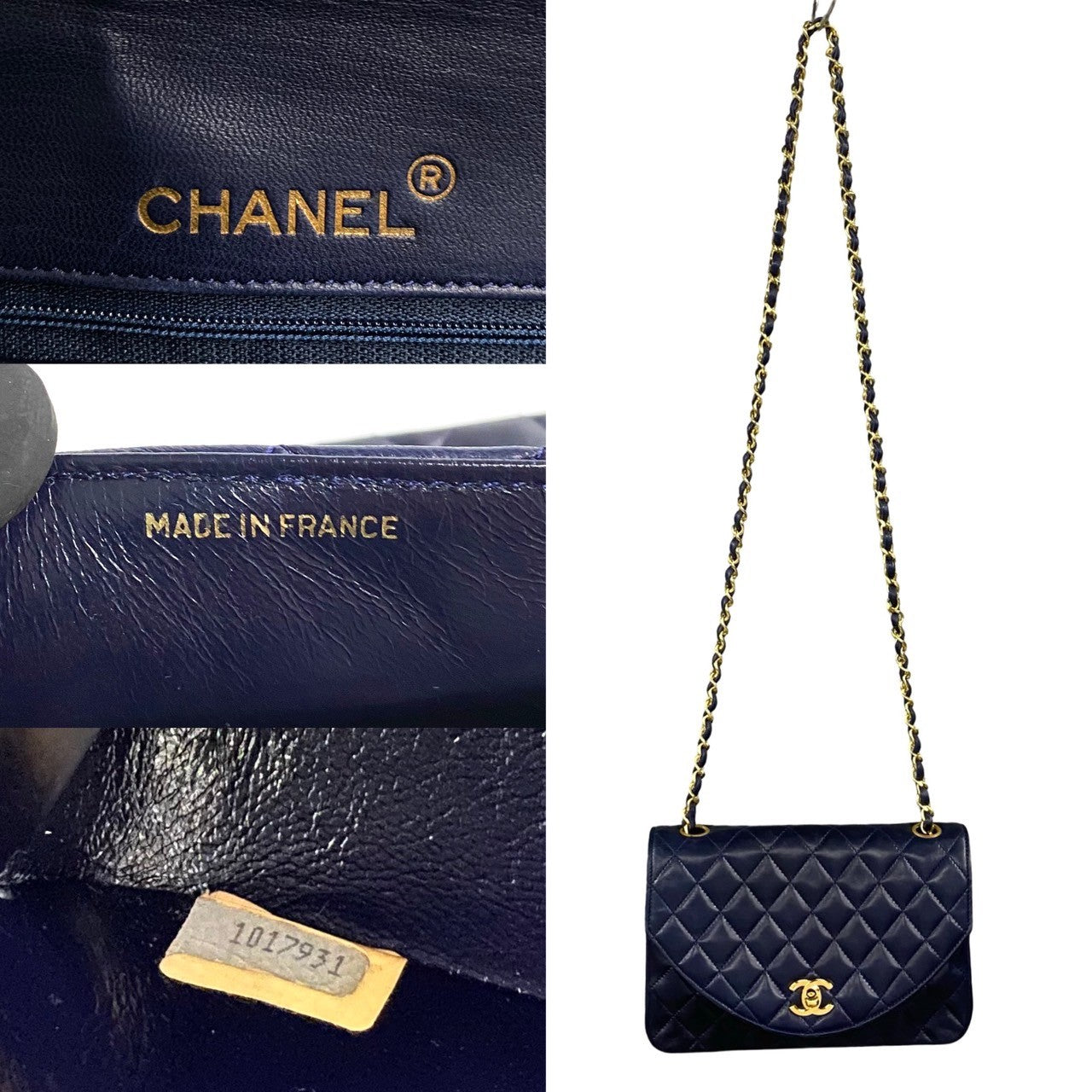 CHANEL Shoulder Bag lambskin Navy Matrasse