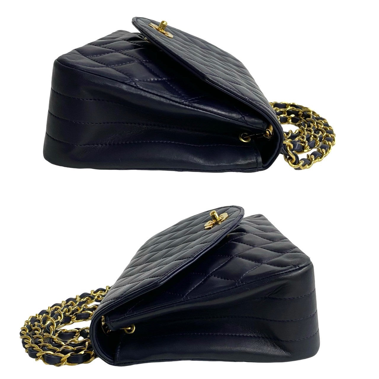 CHANEL Shoulder Bag lambskin Navy Matrasse