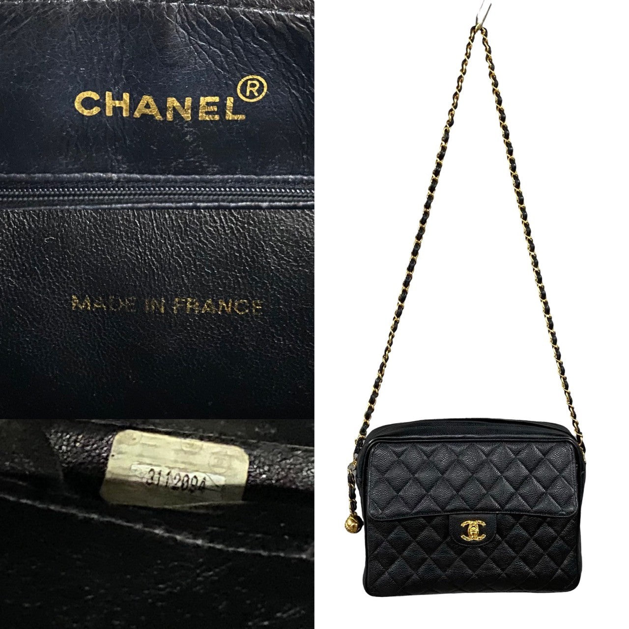 CHANEL Shoulder Bag Matt caviar skin black Matrasse