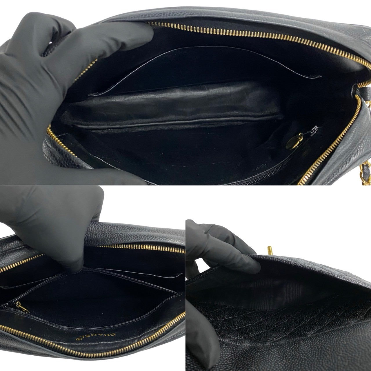 CHANEL Shoulder Bag Matt caviar skin black Matrasse
