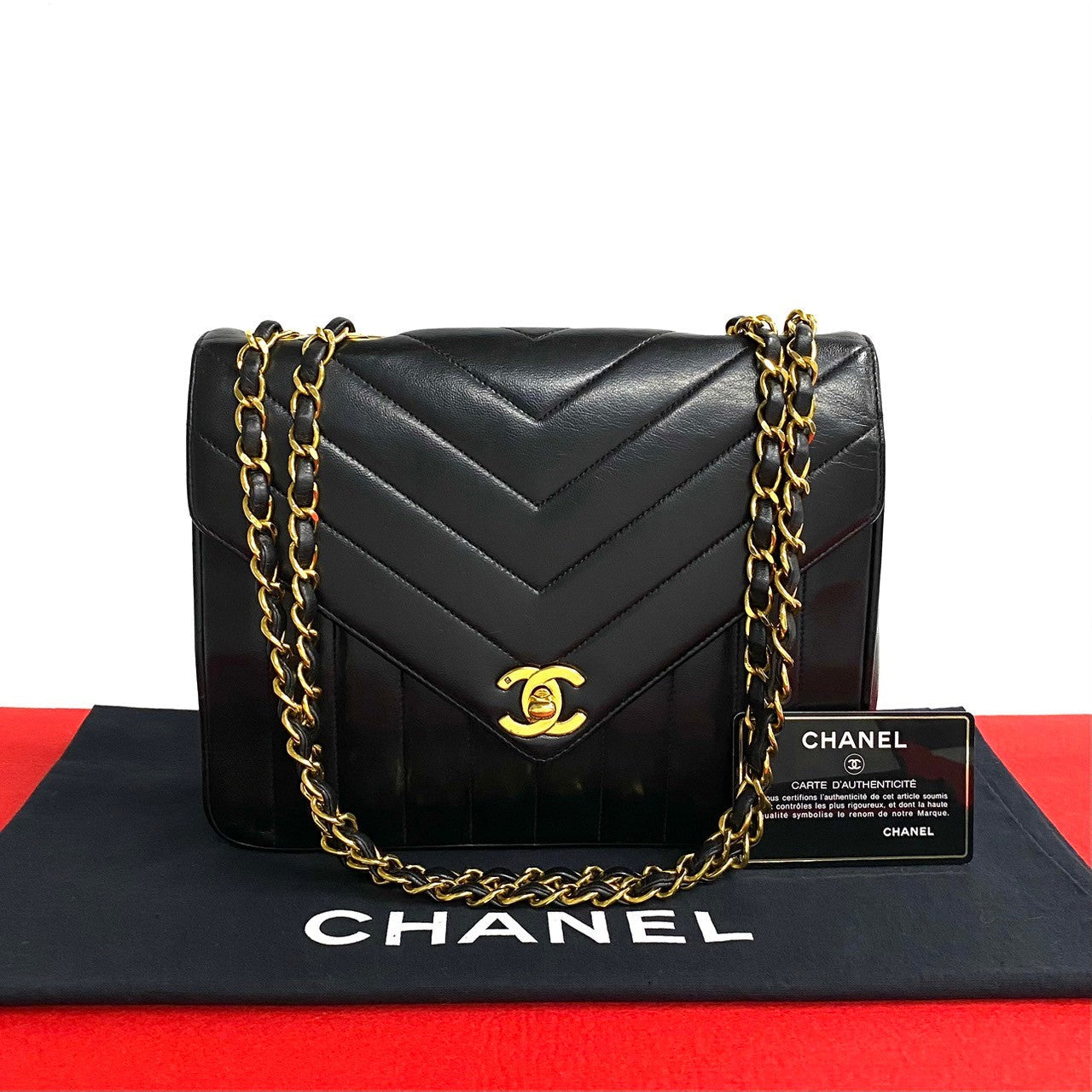 CHANEL Shoulder Bag lambskin black