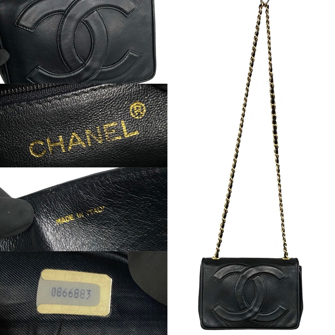 CHANEL Shoulder Bag lambskin black