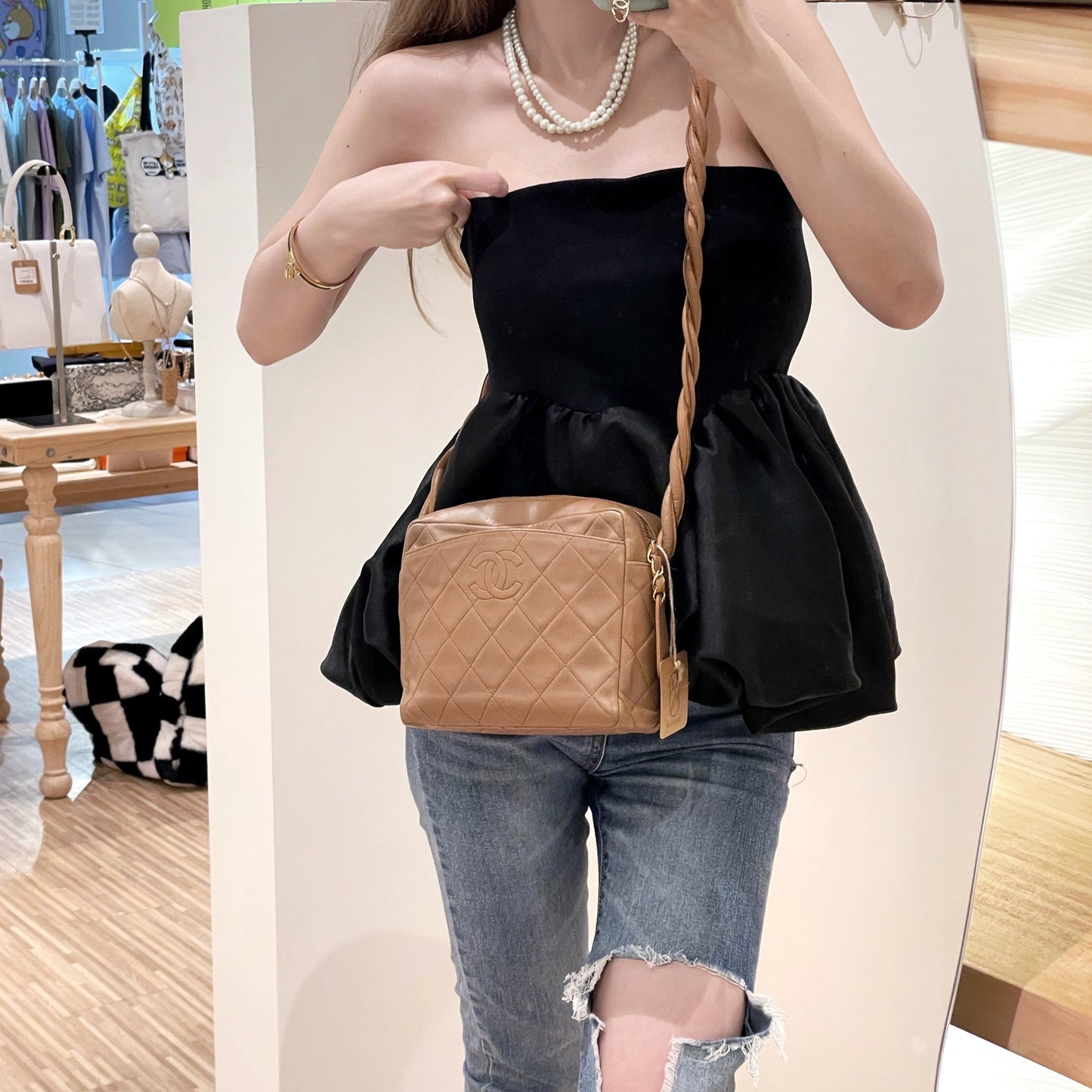 Chanel vintage lambskin matelasse shoulder bag