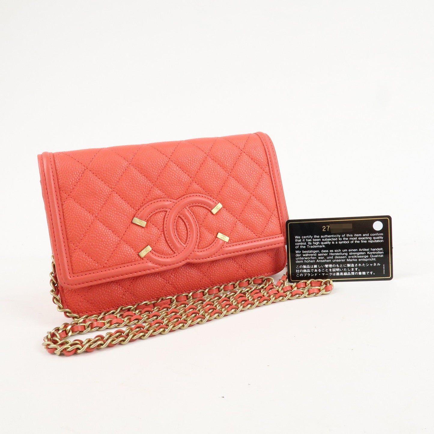 CHANEL CC Filigree Matelasse Caviar Skin Chain Shoulder Bag A84451