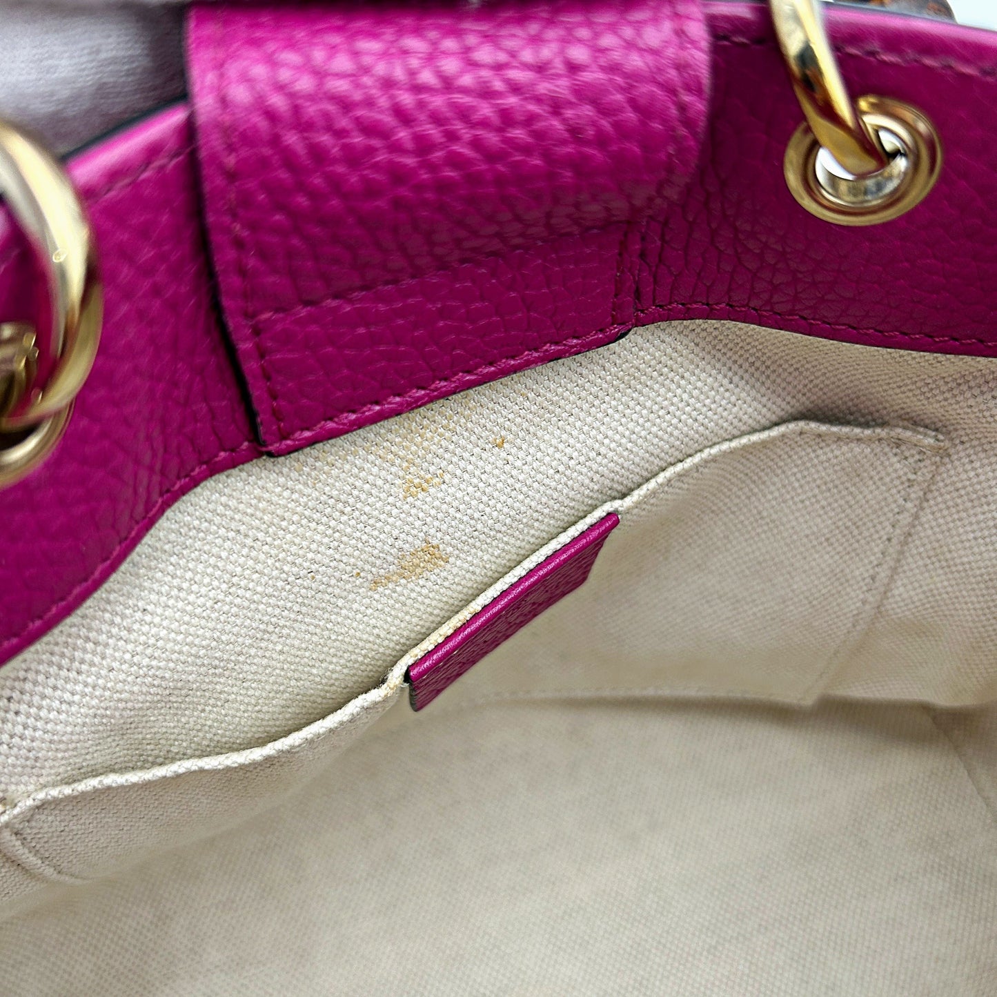 GUCCI Calfskin Mini Bamboo Shopper Tote Bright Bougainville LA9579