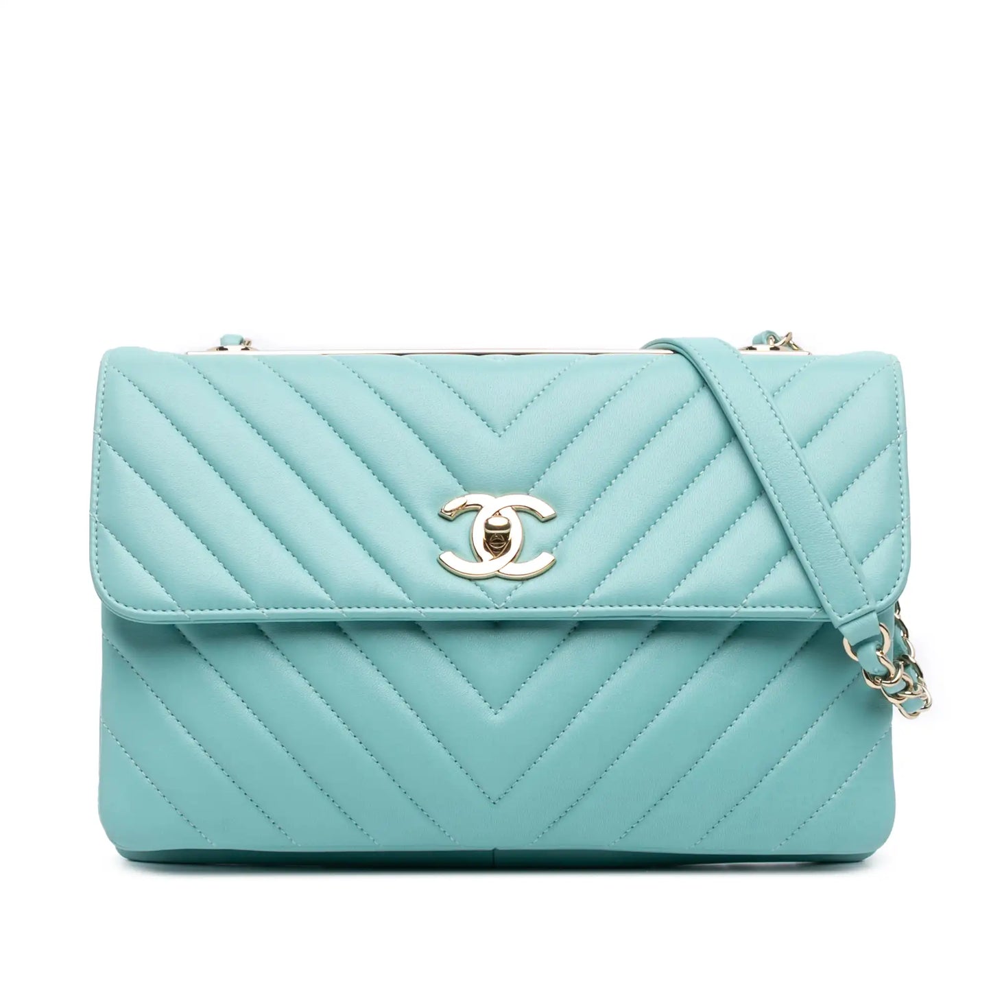 Blue Chanel Chevron Lambskin Trendy CC Flap Shoulder Bag