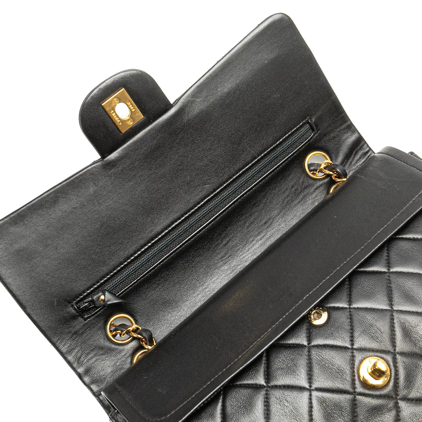 Black Chanel Medium Classic Lambskin Double Flap Shoulder Bag