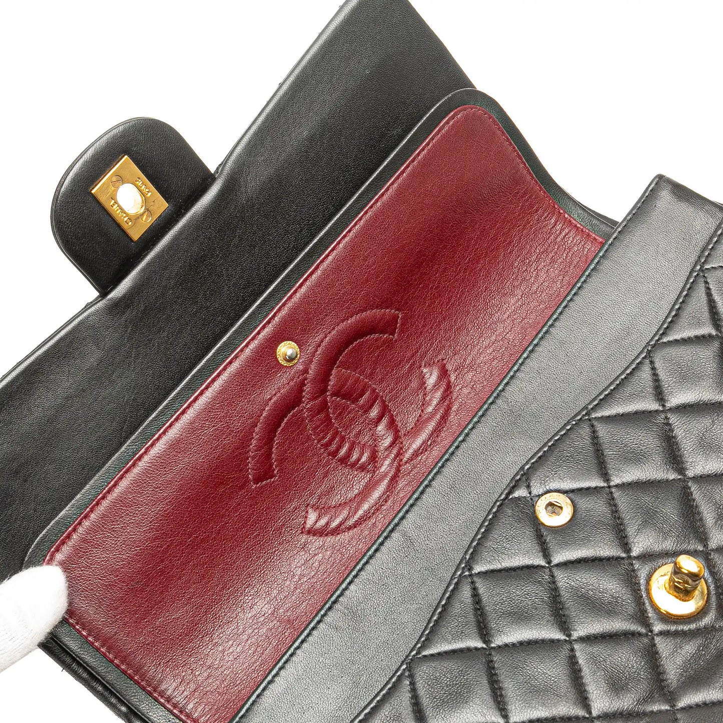 Black Chanel Medium Classic Lambskin Double Flap Shoulder Bag