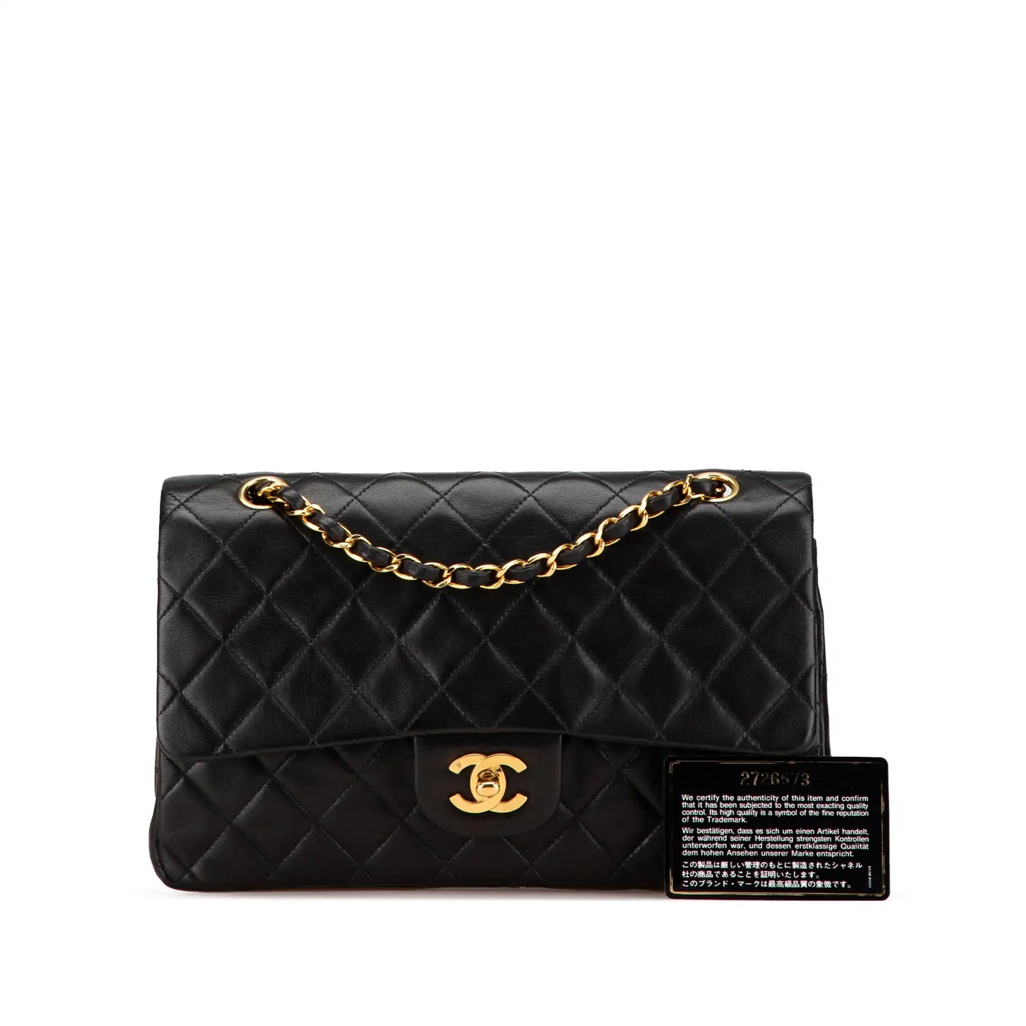 Black Chanel Medium Classic Lambskin Double Flap Shoulder Bag