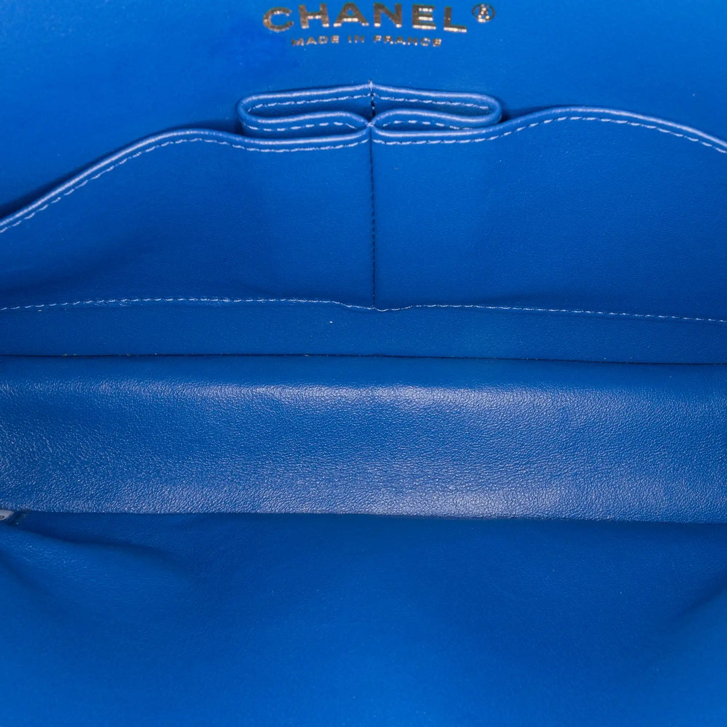 Blue Chanel Medium Classic Chevron Lambskin Double Flap Shoulder Bag