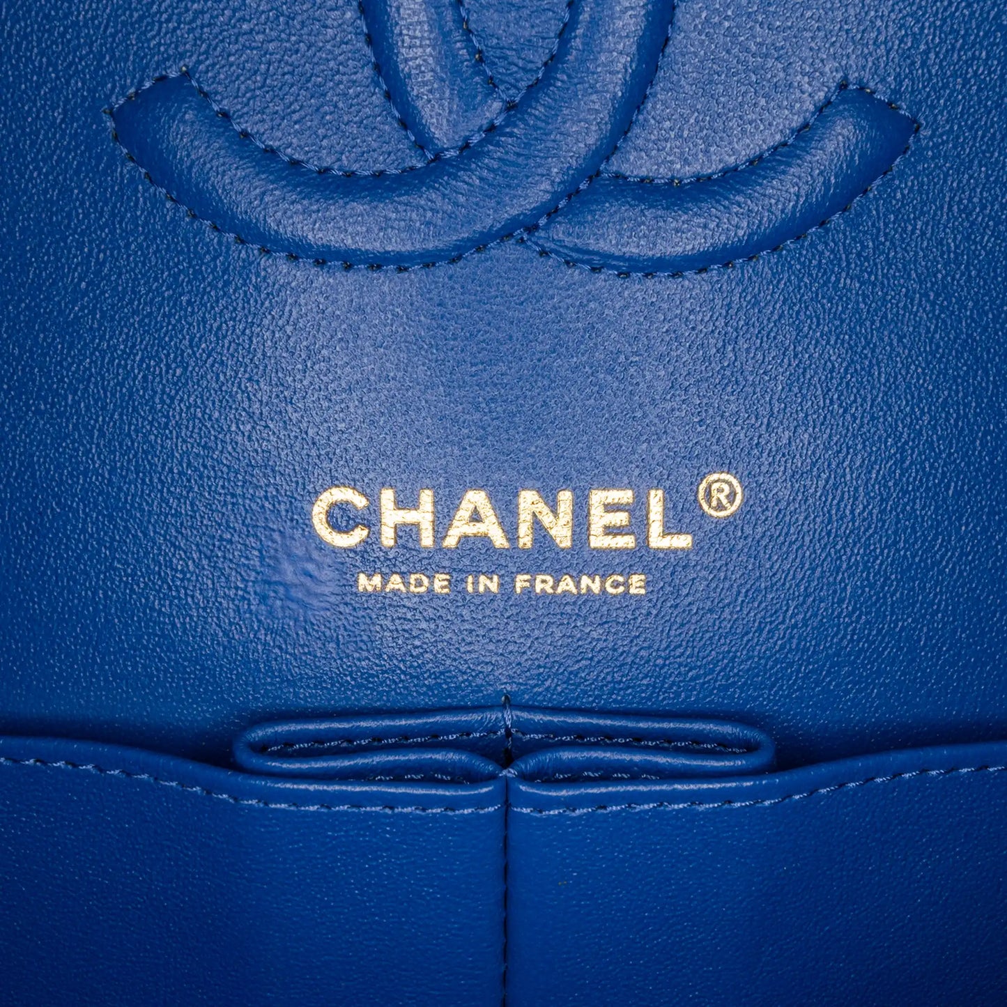 Blue Chanel Medium Classic Chevron Lambskin Double Flap Shoulder Bag