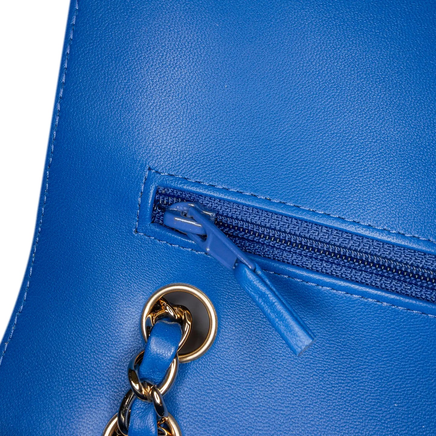 Blue Chanel Medium Classic Chevron Lambskin Double Flap Shoulder Bag