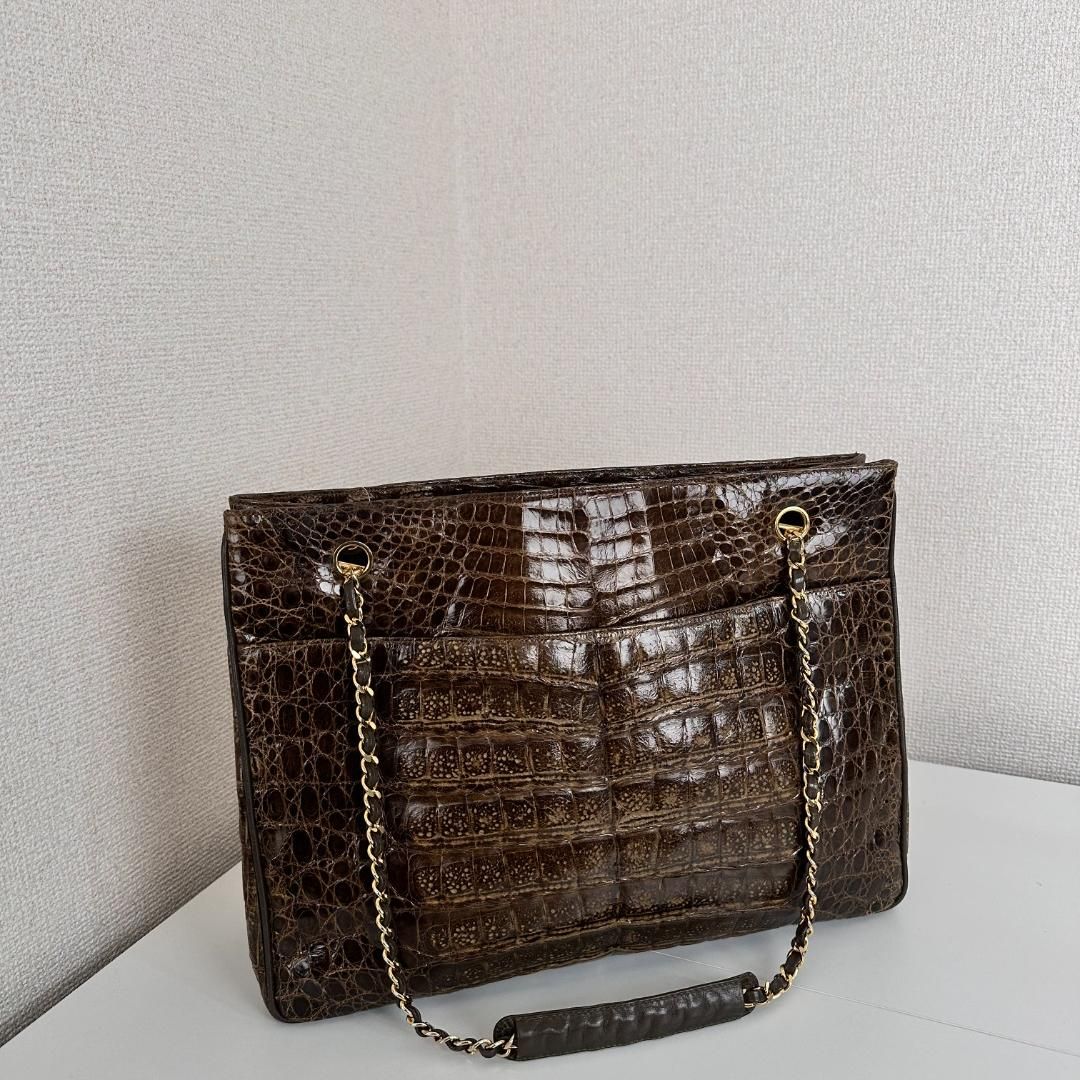 Chanel Crocodile Chain Tote - Brown Shoulder Bags, Handbags MR