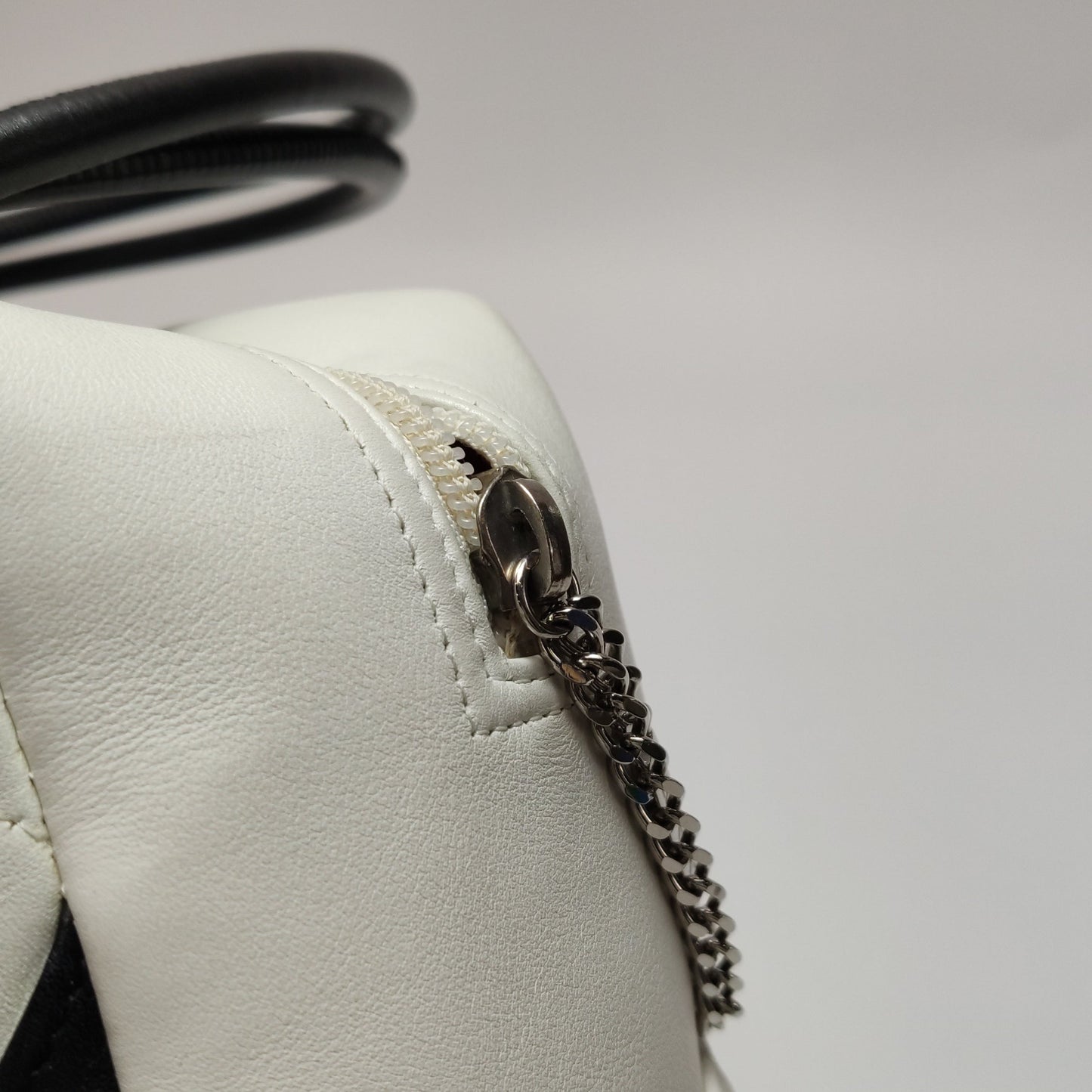 Chanel Cambon Medium Shoulder Bag White Calfskin Leather Black Double Strap