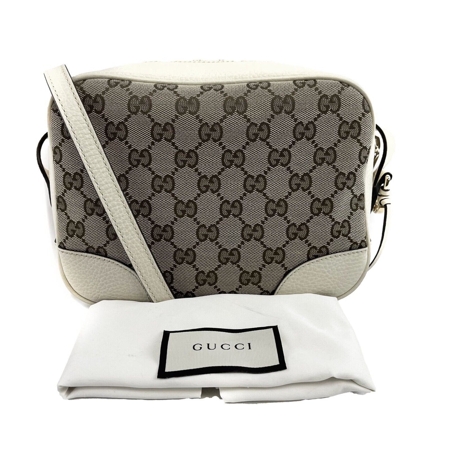 GUCCI Pristine Bree GG Canvas Ivory Disco Crossbody ssima Beige/White
