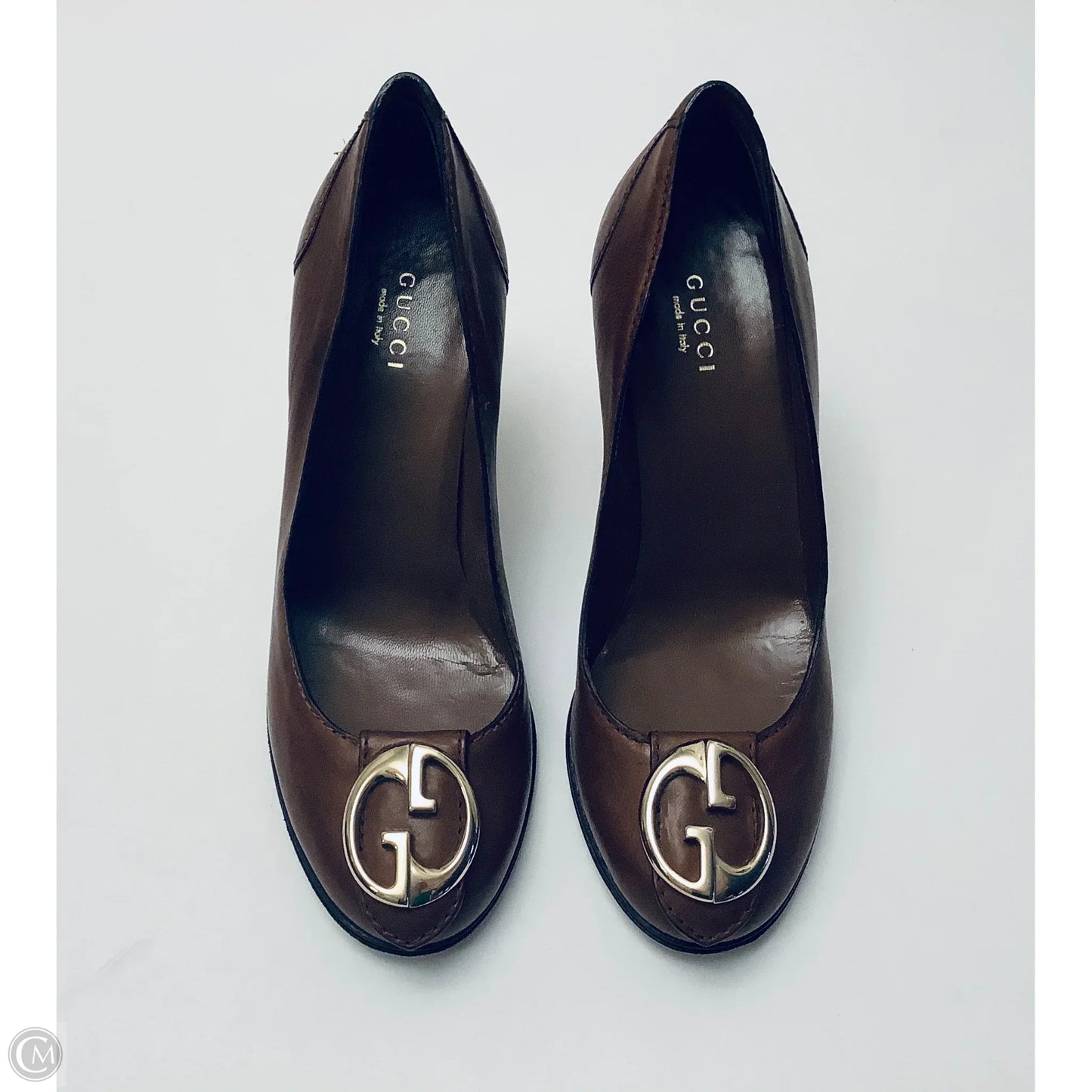 Shoes Luxury Designer By Gucci In Brown, Size: 6.5