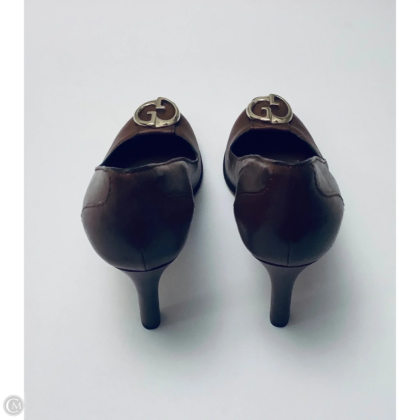 Shoes Luxury Designer By Gucci In Brown, Size: 6.5