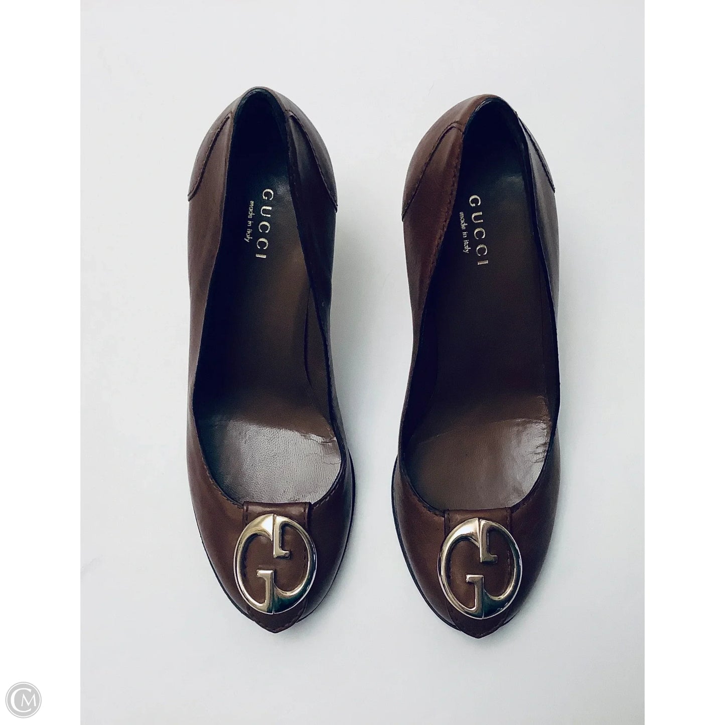 Shoes Luxury Designer By Gucci In Brown, Size: 6.5