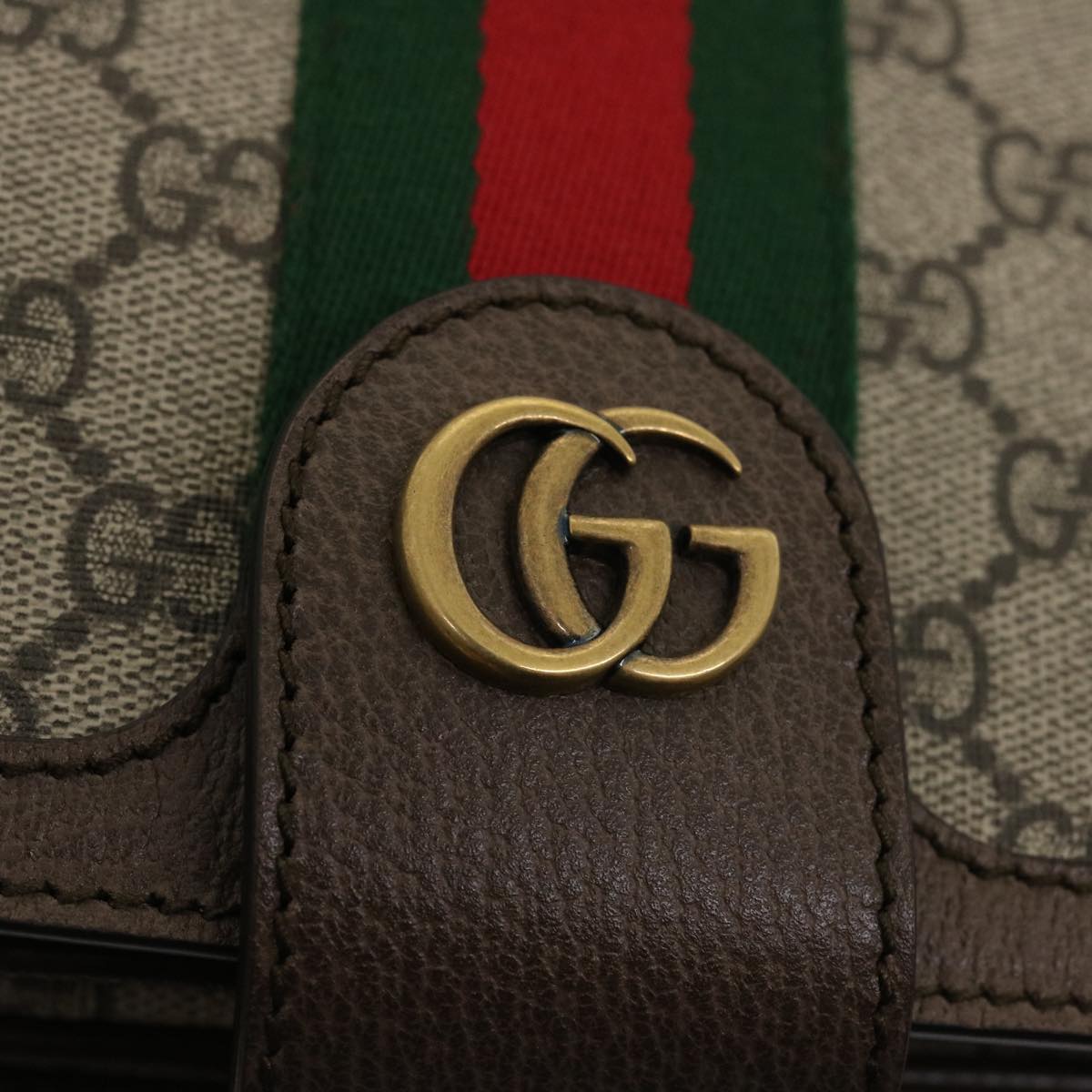 GUCCI GG Supreme Ophidia Web Sherry Line Shoulder Bag Beige 29884A