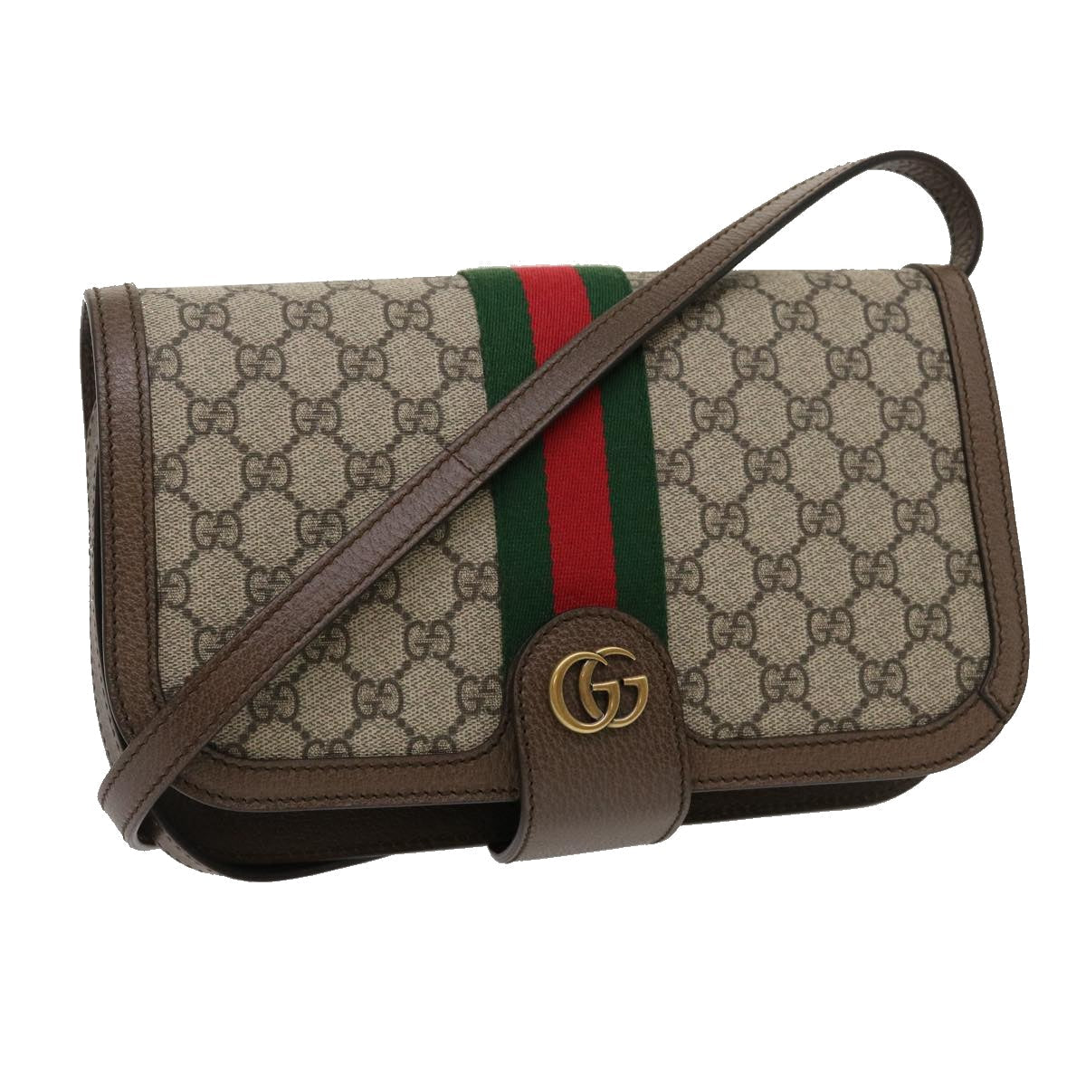 GUCCI GG Supreme Ophidia Web Sherry Line Shoulder Bag Beige 29884A