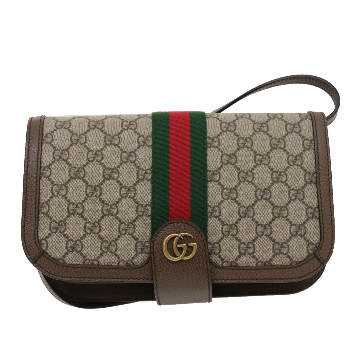 GUCCI GG Supreme Ophidia Web Sherry Line Shoulder Bag Beige 29884A