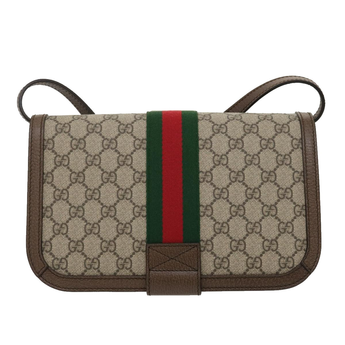 GUCCI GG Supreme Ophidia Web Sherry Line Shoulder Bag Beige 29884A