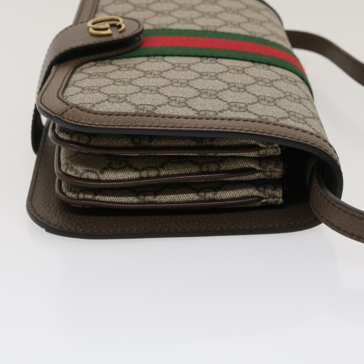 GUCCI GG Supreme Ophidia Web Sherry Line Shoulder Bag Beige 29884A