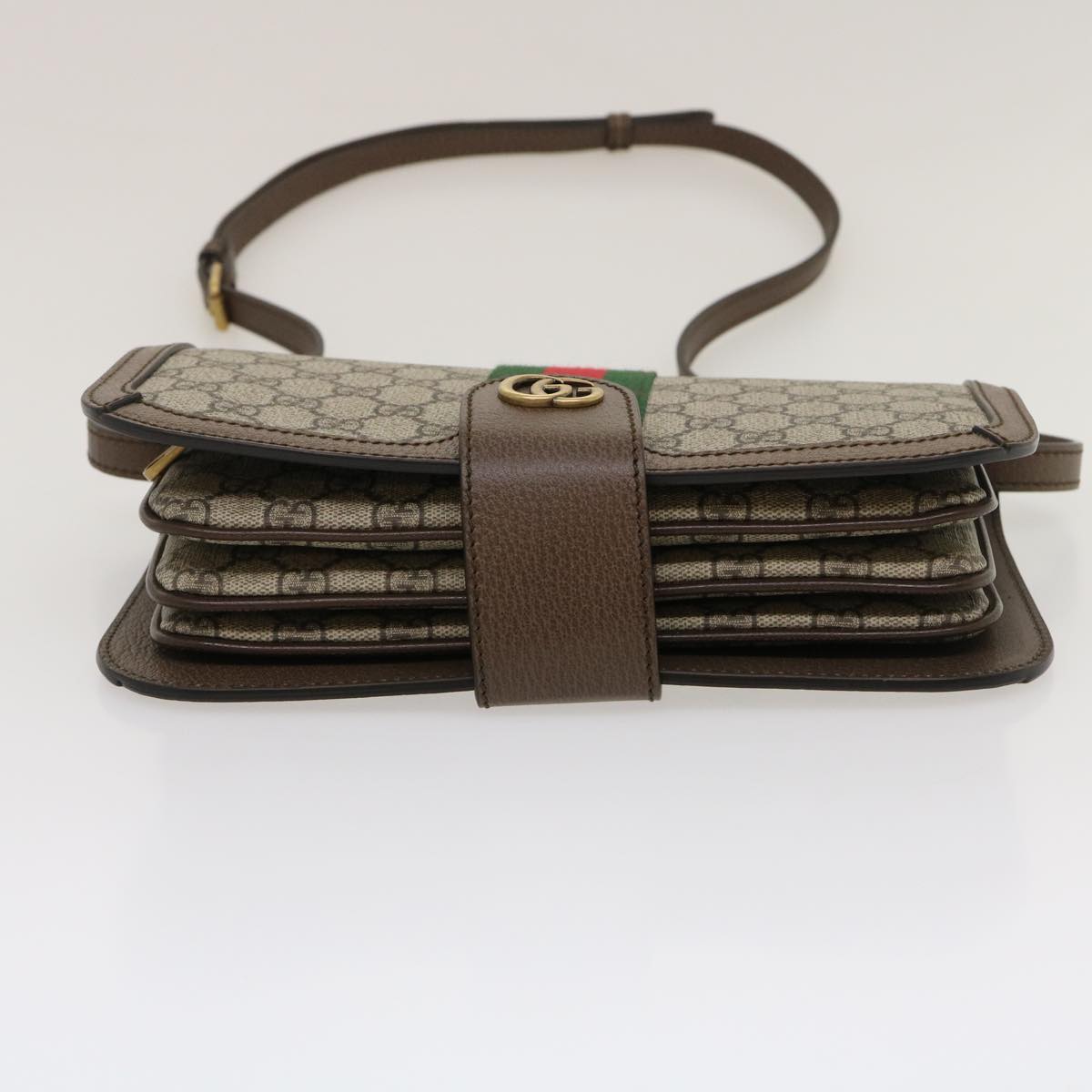GUCCI GG Supreme Ophidia Web Sherry Line Shoulder Bag Beige 29884A