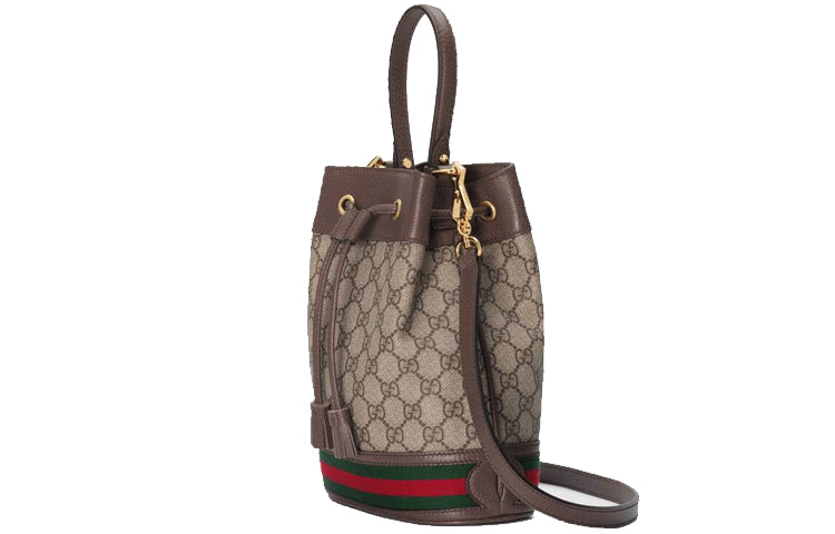 (WMNS) Gucci Ophidia Logo Stripe Webbing Canvas Drawstring handBag Small / Brown Classic 550621-96I3B-8745