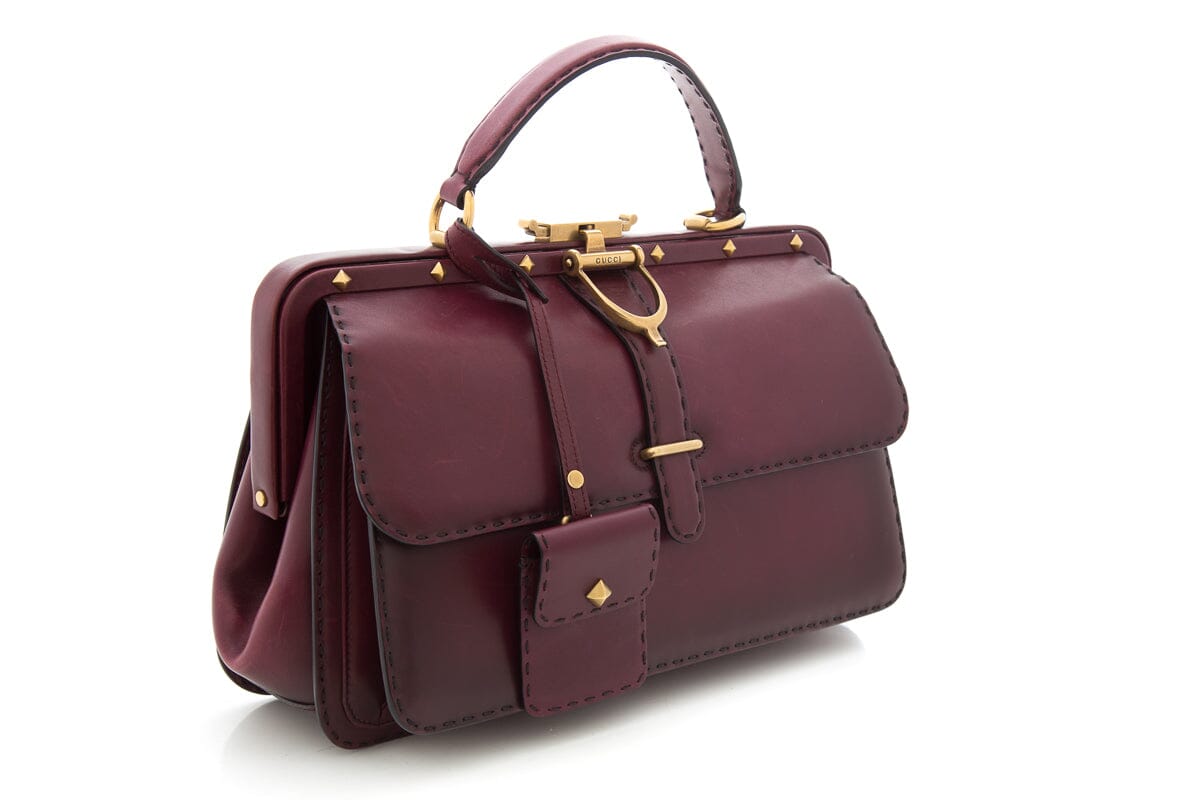 Gucci Vintage Maroon & Gold Tom Ford Era Handbag