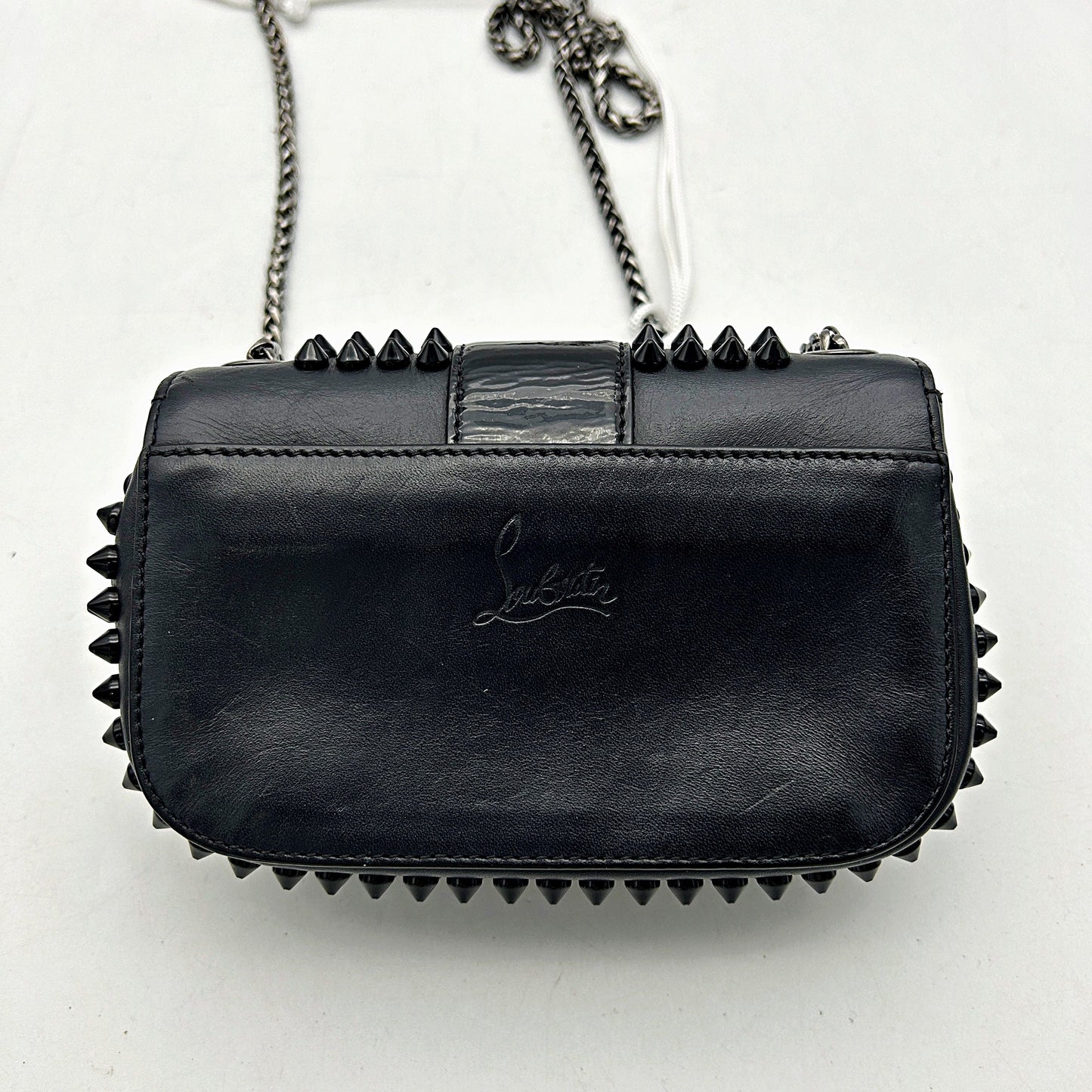 CHRISTIAN LOUBOUTIN Calfskin Spikes Sweety Charity Crossbody Bag Black LA7823