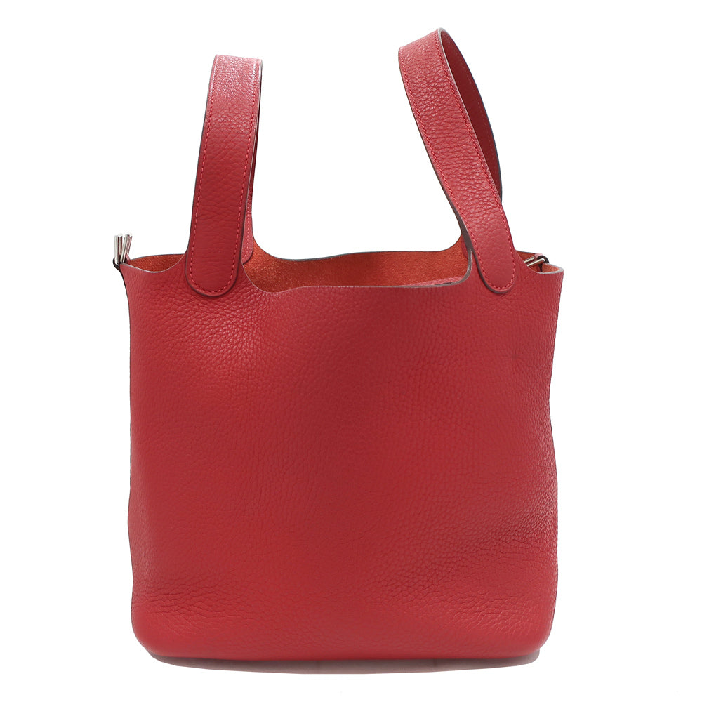 Hermes Handbag Picotin Lock Picotin Lock MM 22 Rouge/SV G Clemence O 2011 Manufactured Women Only Key/Cadena