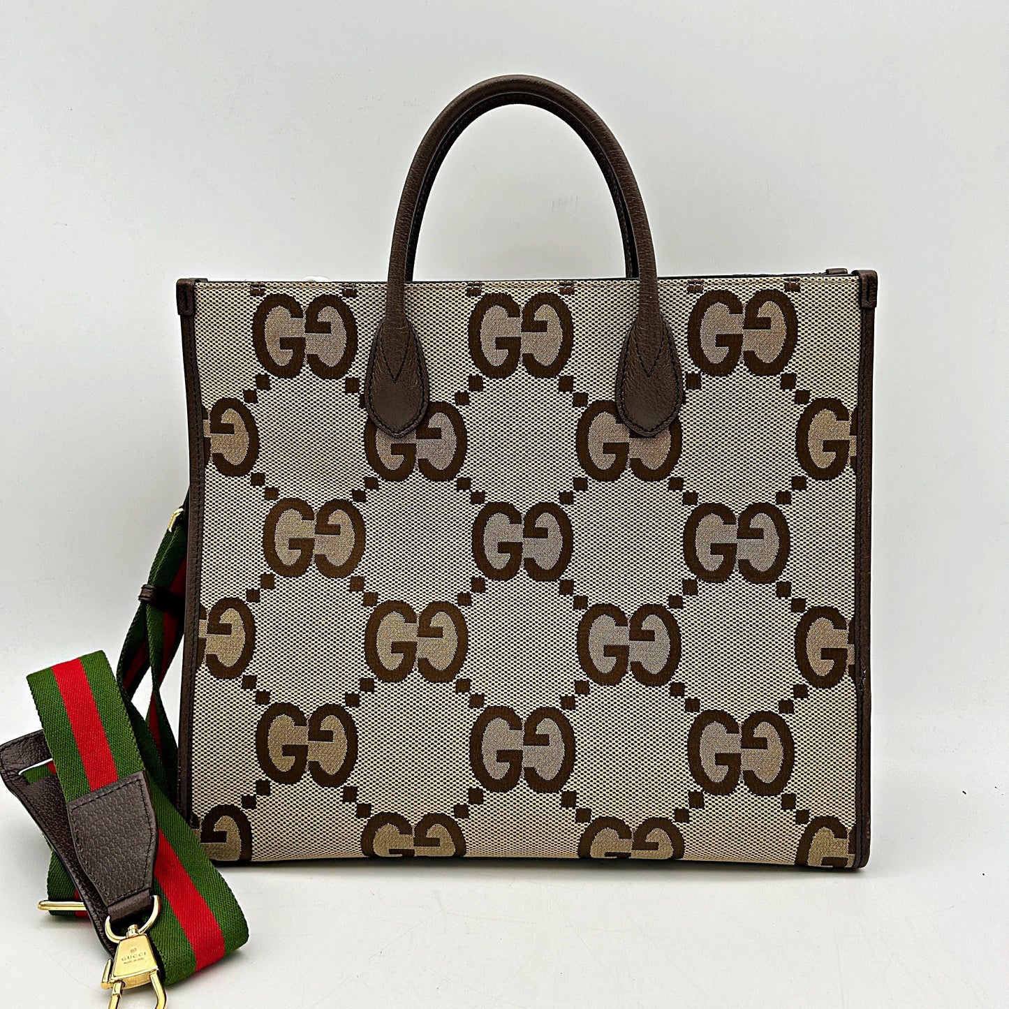 Gucci Beige Brown Canvas Jumbo GG Tote Bag Gucci LA45362