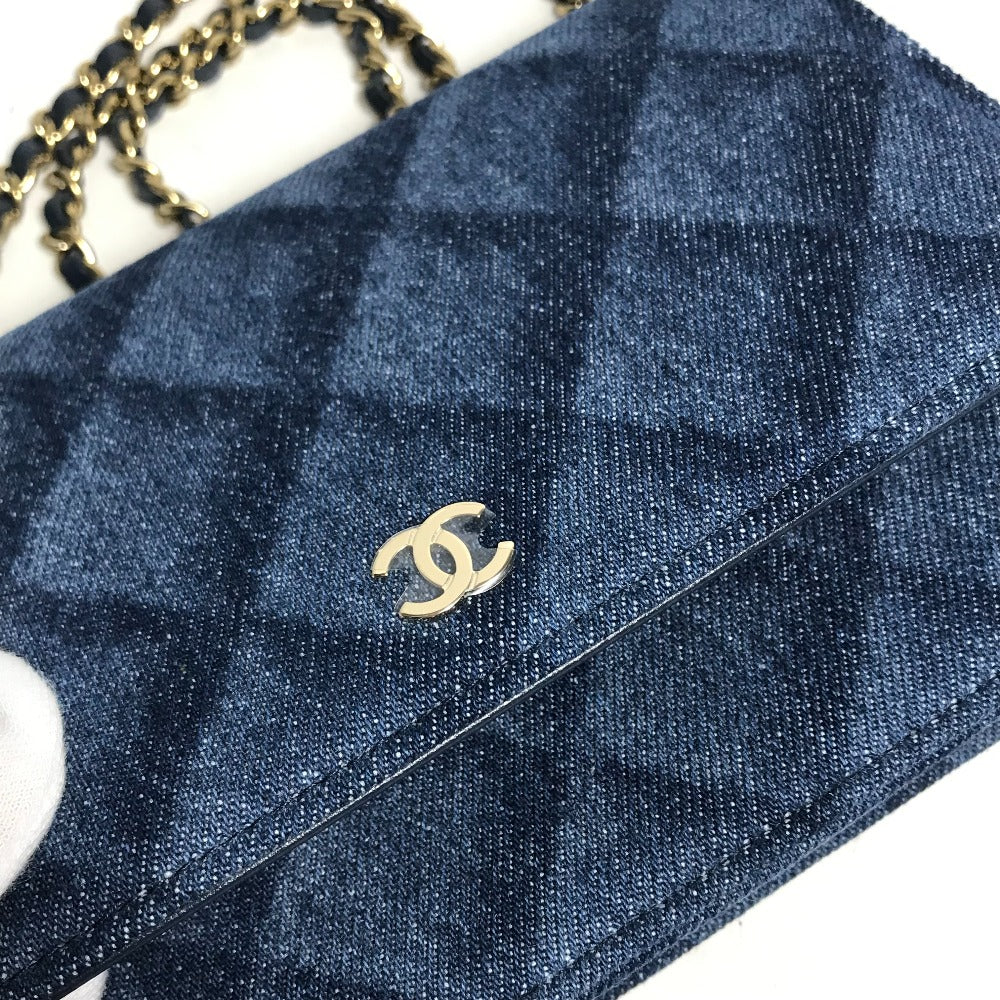 CHANEL Shoulder Bag AP0250 denim blue Long Wallet Purse Chain Bag Matrasse