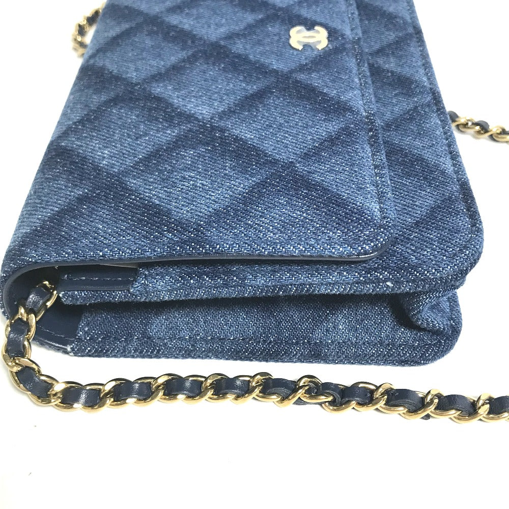 CHANEL Shoulder Bag AP0250 denim blue Long Wallet Purse Chain Bag Matrasse