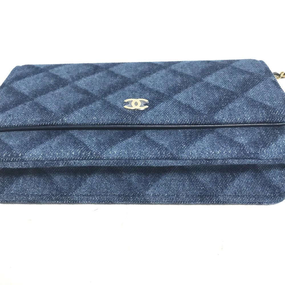 CHANEL Shoulder Bag AP0250 denim blue Long Wallet Purse Chain Bag Matrasse