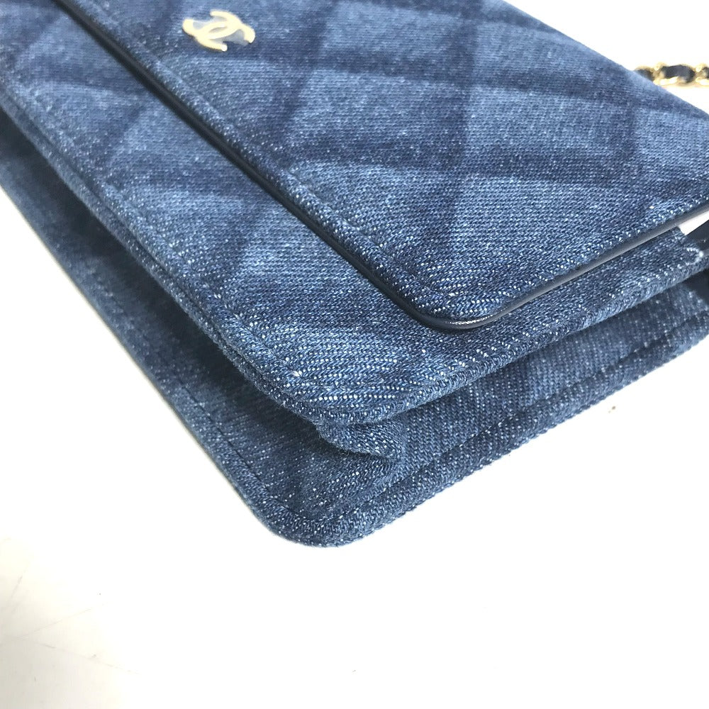 CHANEL Shoulder Bag AP0250 denim blue Long Wallet Purse Chain Bag Matrasse