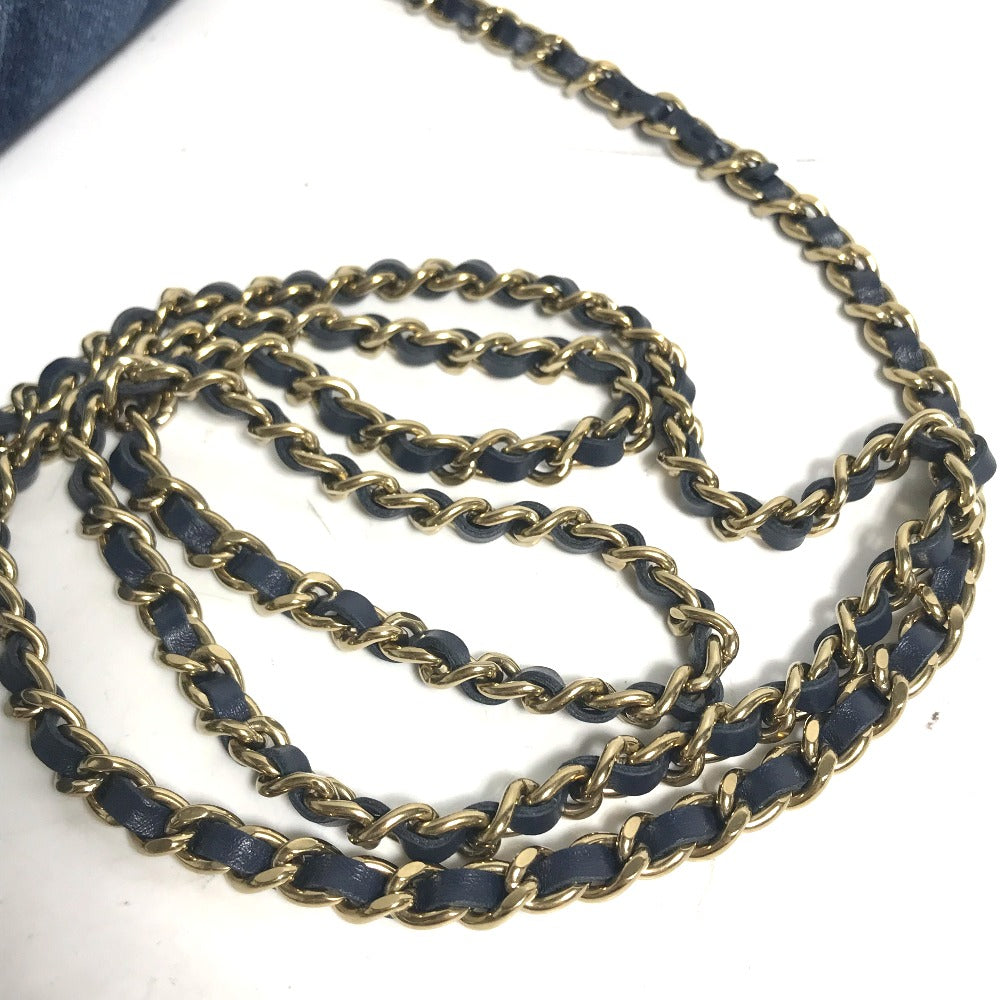 CHANEL Shoulder Bag AP0250 denim blue Long Wallet Purse Chain Bag Matrasse