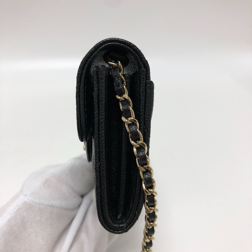 CHANEL Shoulder Bag AP0238 Caviar skin black COCO Mark Matrasse