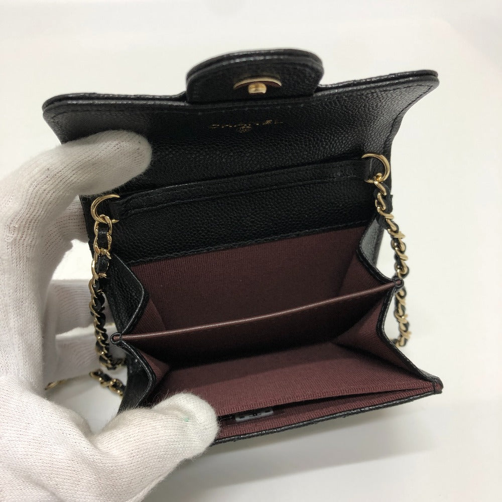 CHANEL Shoulder Bag AP0238 Caviar skin black COCO Mark Matrasse