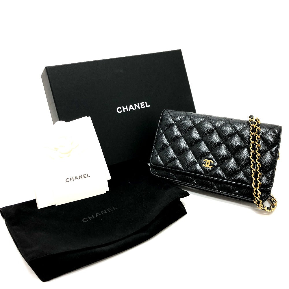 CHANEL Shoulder Bag AP0250 Caviar skin black COCO Mark Classic Long Wallet Purse Matrasse Chain wallet