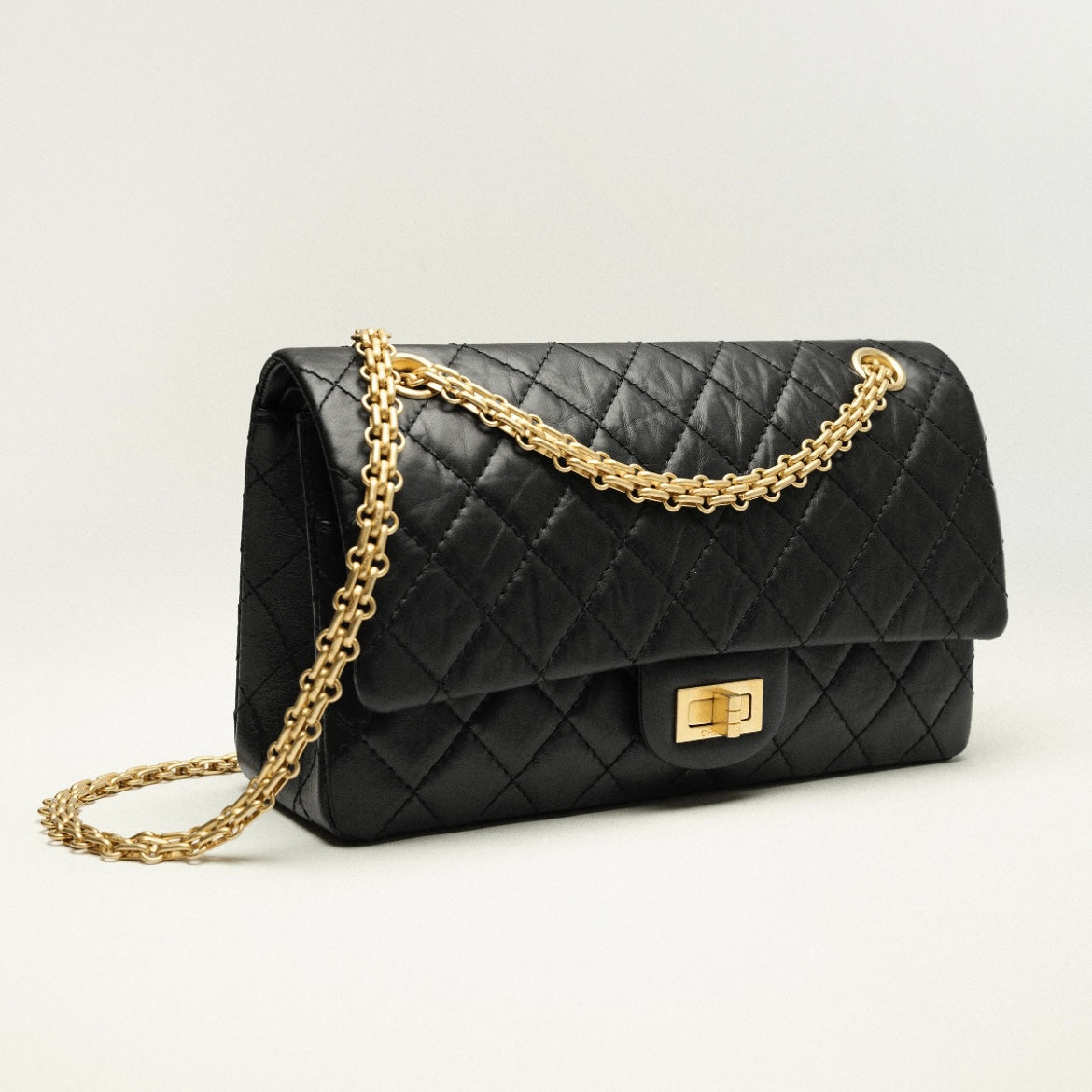 Chanel Aged Calfskin & Gold-Tone Metal Black