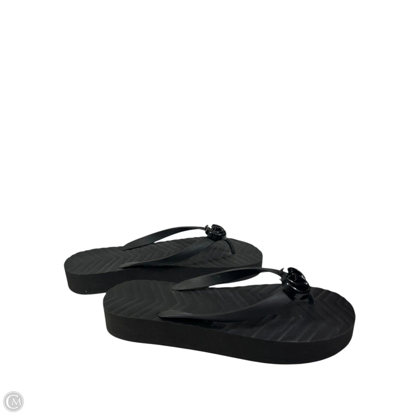 Sandals Flip Flops By Gucci In Black, Size: 11