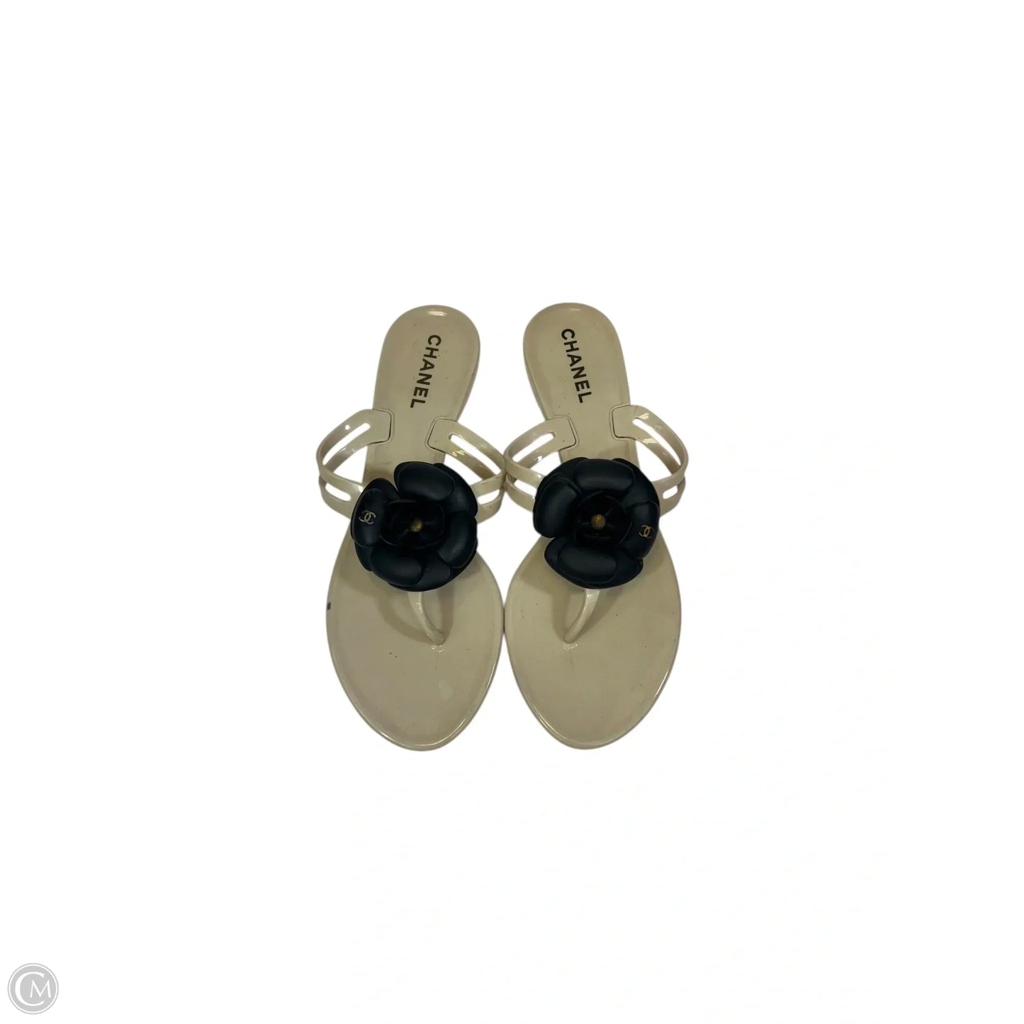 Sandals Designer By Chanel In Black & Tan, Size: 7.5