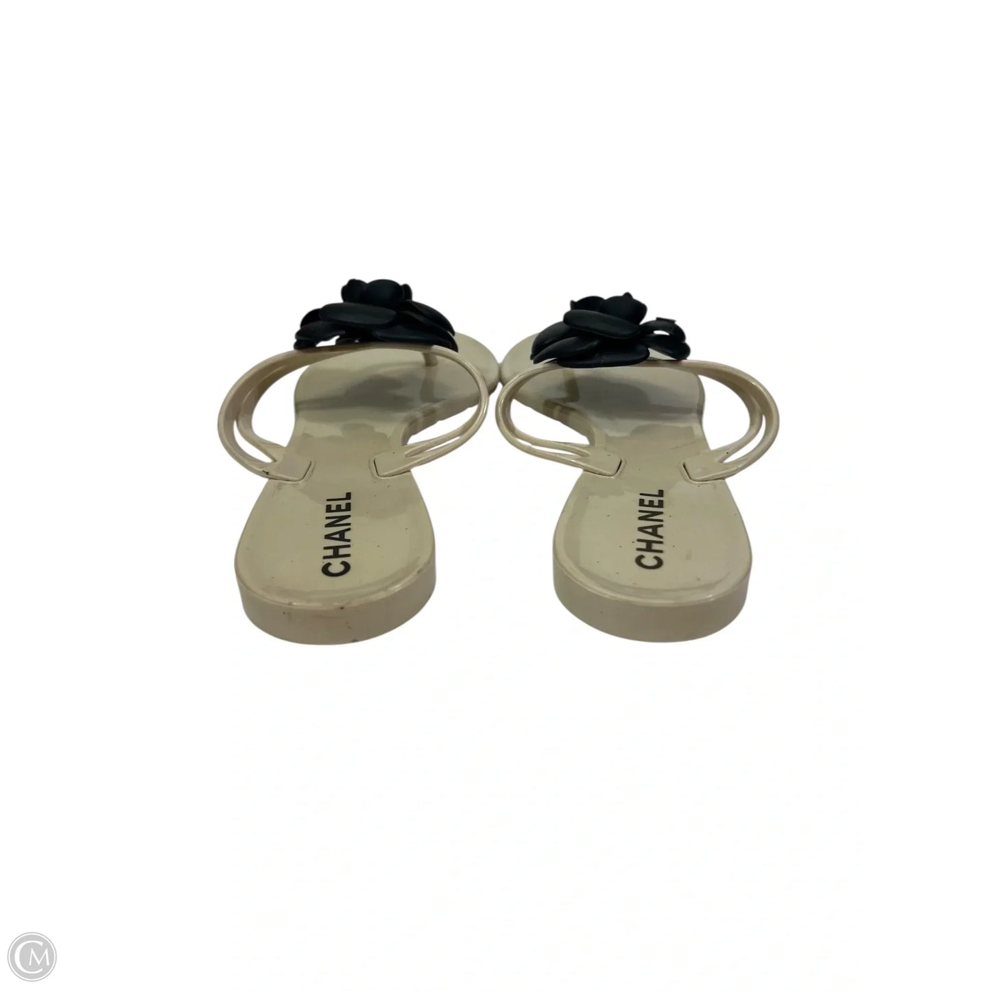 Sandals Designer By Chanel In Black & Tan, Size: 7.5