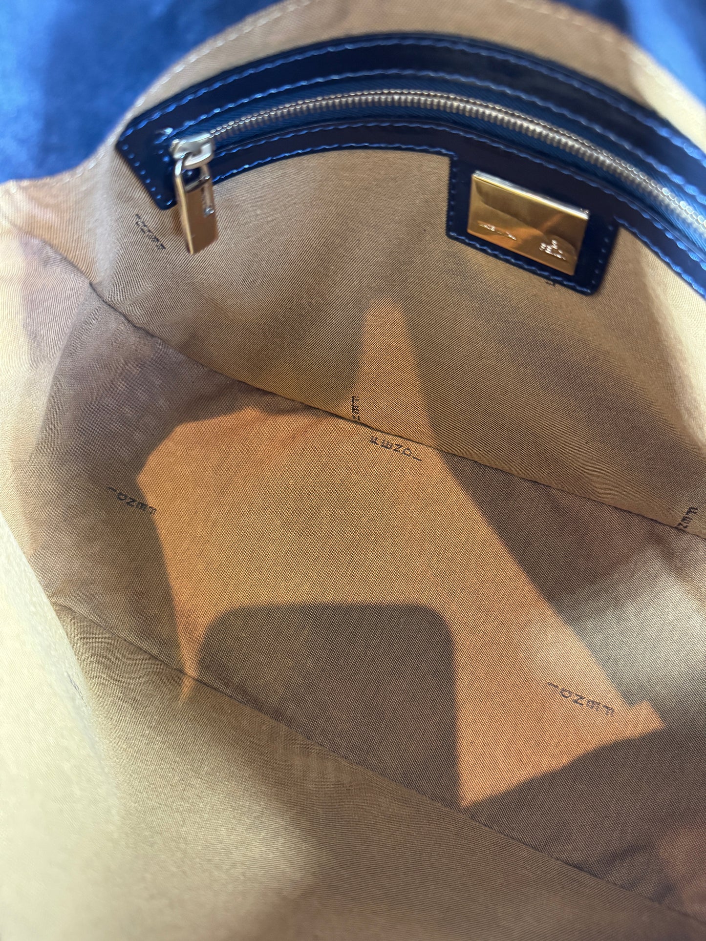 Fendi Navy Blue Patent Leather Forever Mama Baguette Chain Strap Shoulder Bag