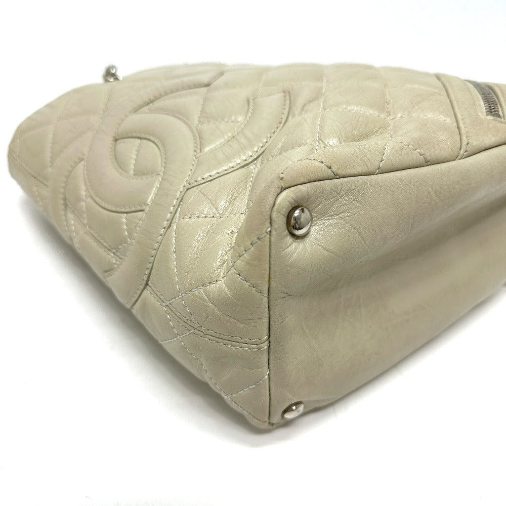 CHANEL Shoulder Bag A34317 leather white Cambon Line Cotton Club CC COCO Mark