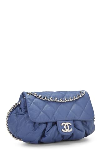 Chanel, Blue Quilted Calfskin Chain Around Shoulder Bag, Blue