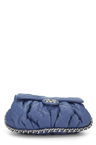 Chanel, Blue Quilted Calfskin Chain Around Shoulder Bag, Blue